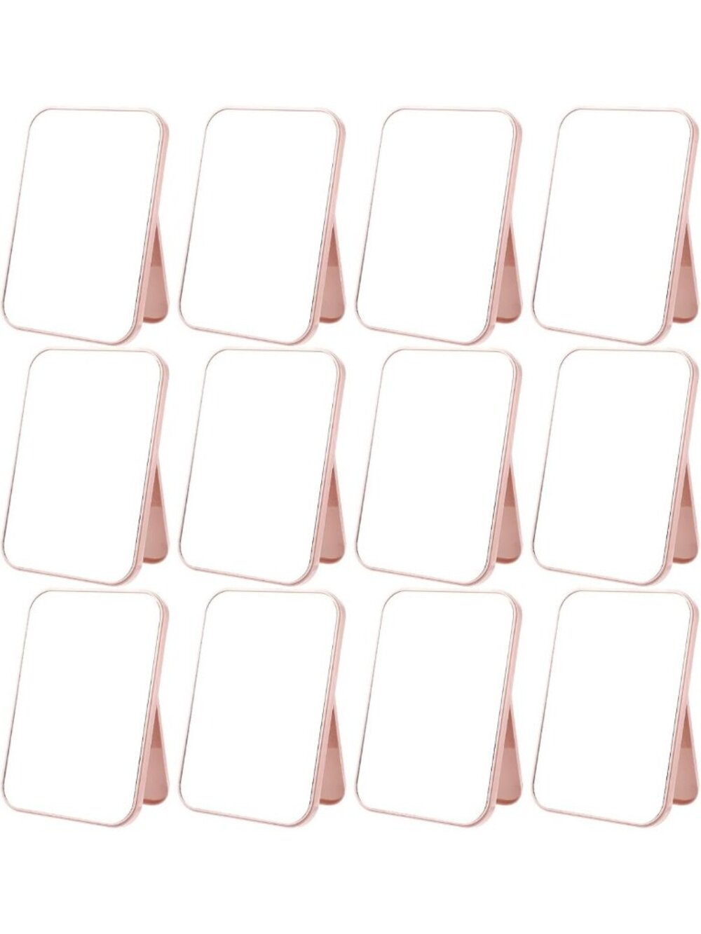 12PCS Pink Vanity Table Mirrors - 8" Portable Folding Makeup Mirrors for Spa